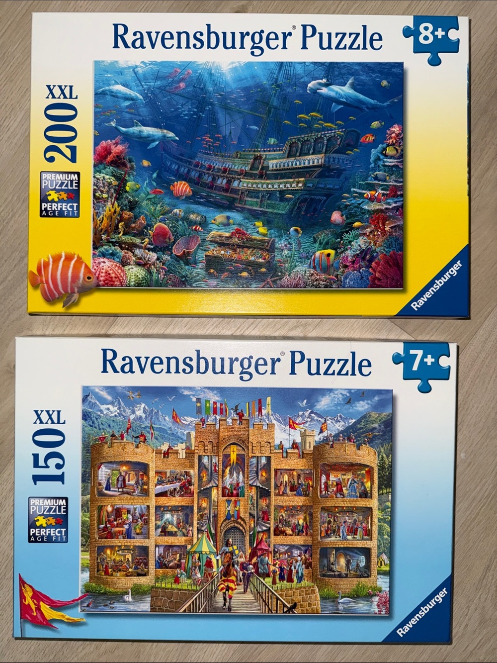 Set of TWO Ravensburger Jigsaw Puzzle Duo - Castle and Shipwreck